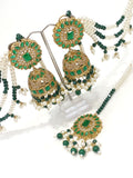 Zircon Jhumka and Tika Set - White Pearl