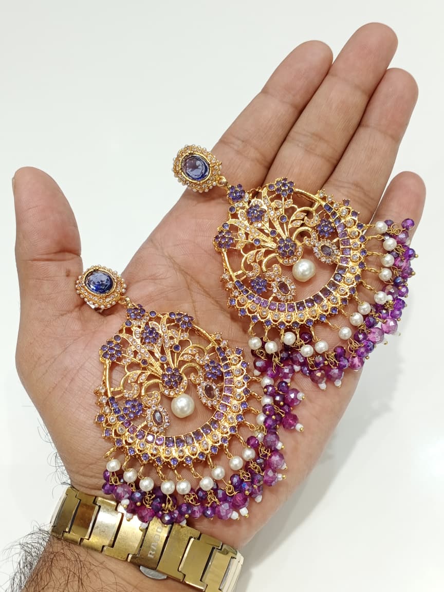 Zircon Chandbali Earrings - detail view 2
