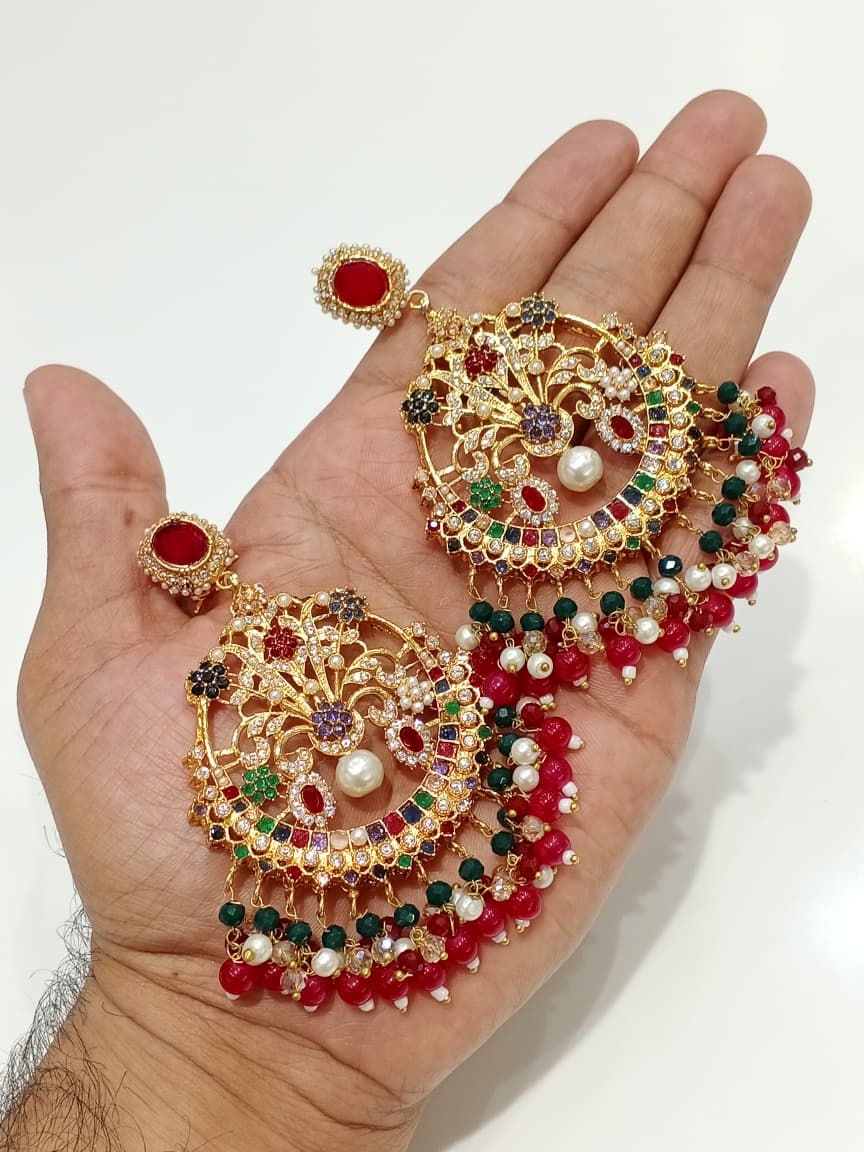 Zircon Chandbali Earrings - detail view 3