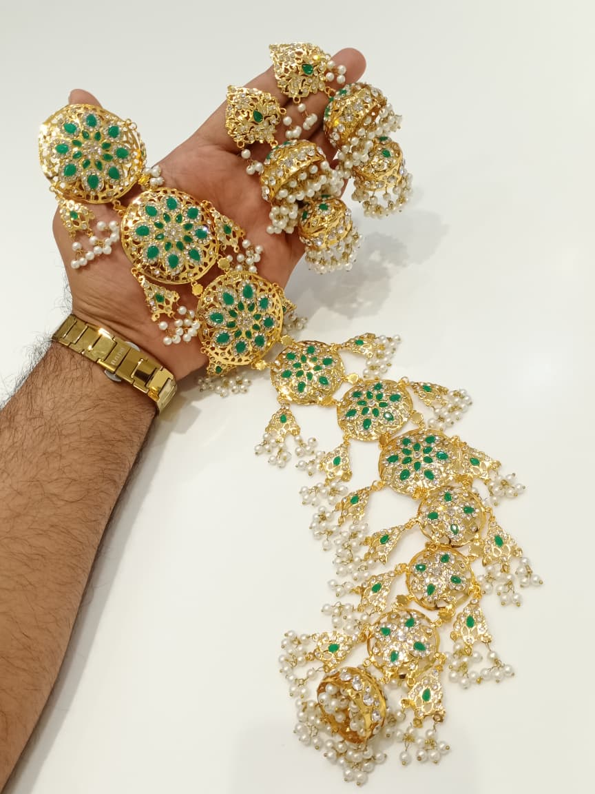 Bridal Kundan Paranda Set - Classic Pearl White
