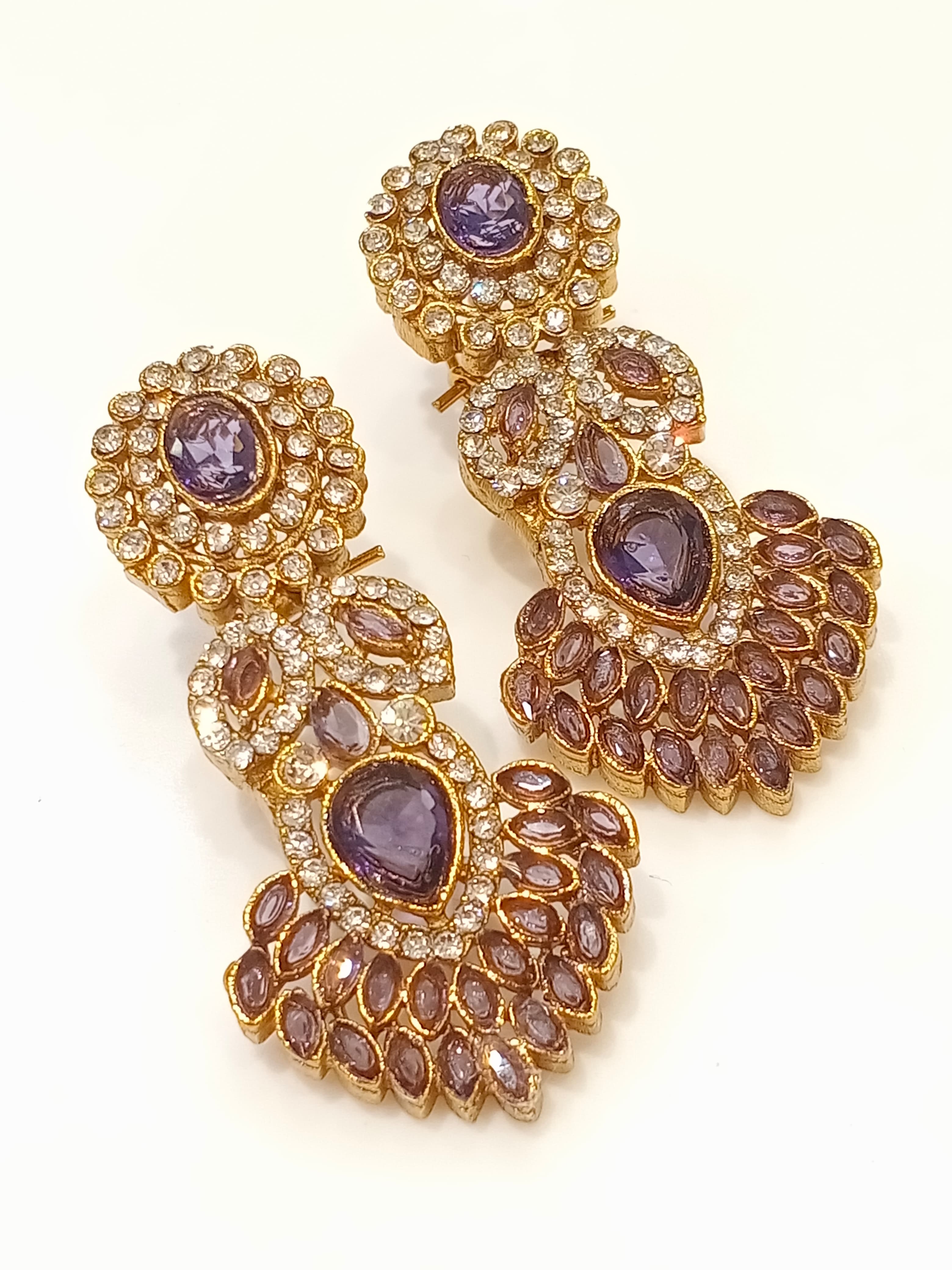 Zircon Earring Studs – Dark Red