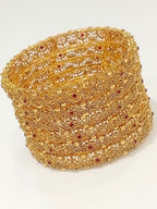 Gold filigree bridal bangles with ruby stones - collage view