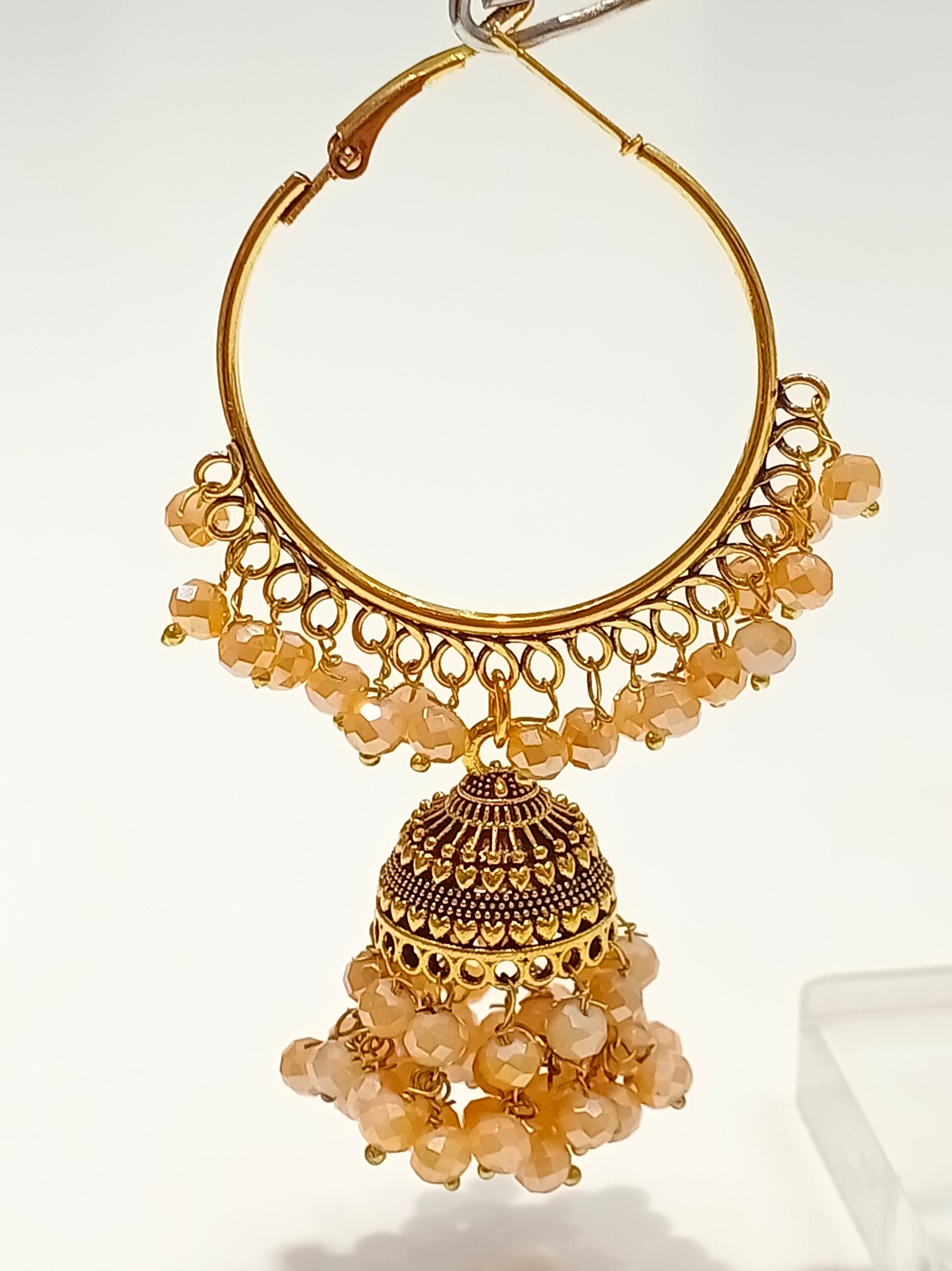 Crystal Jhumka Bali Earrings – Emerald Green