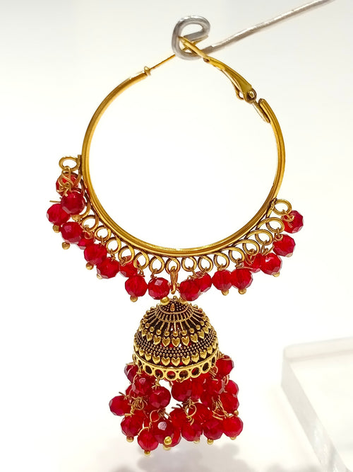 Crystal Jhumka Bali Earrings – Black