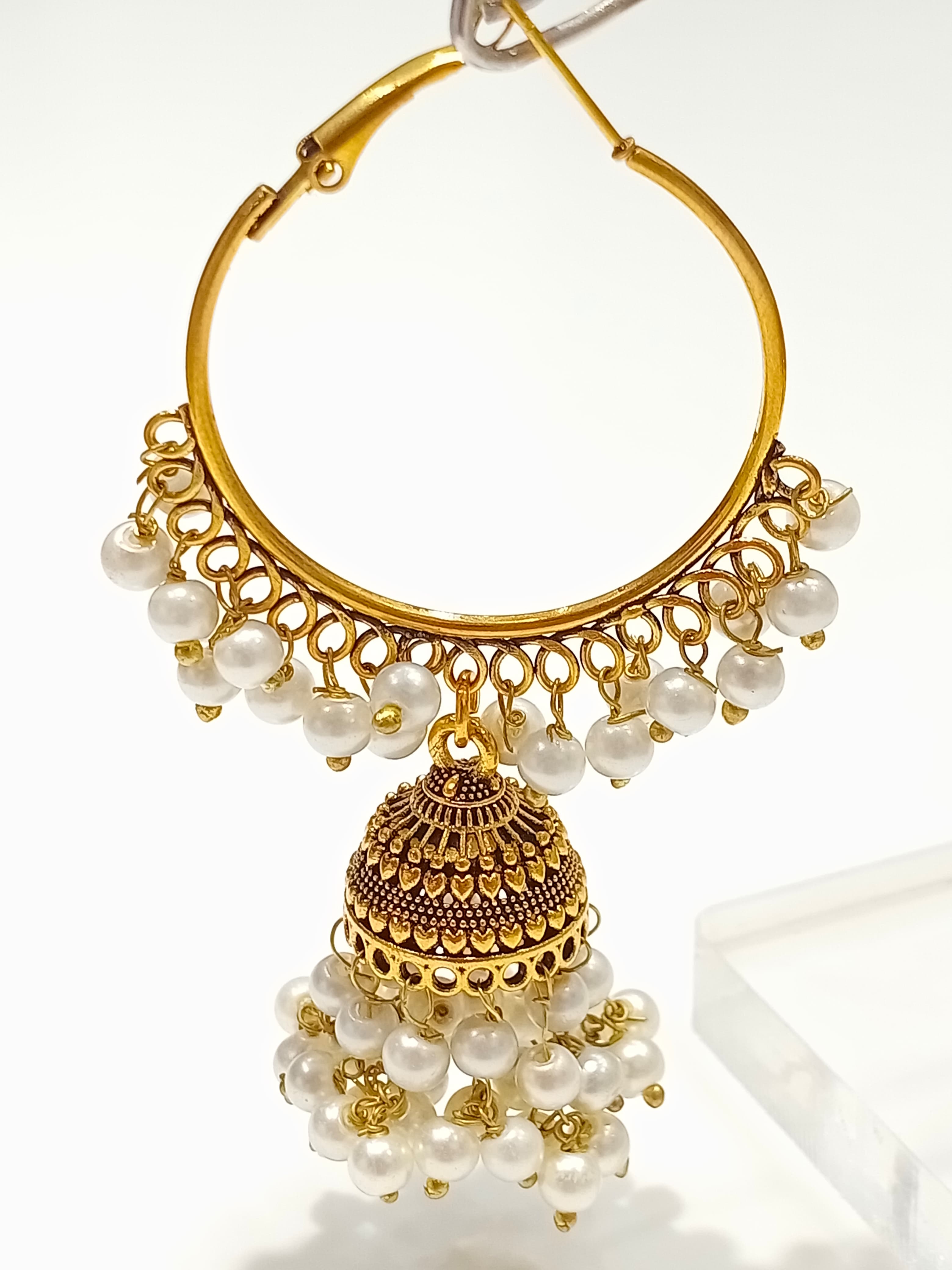 Crystal Jhumka Bali Earrings – Peach