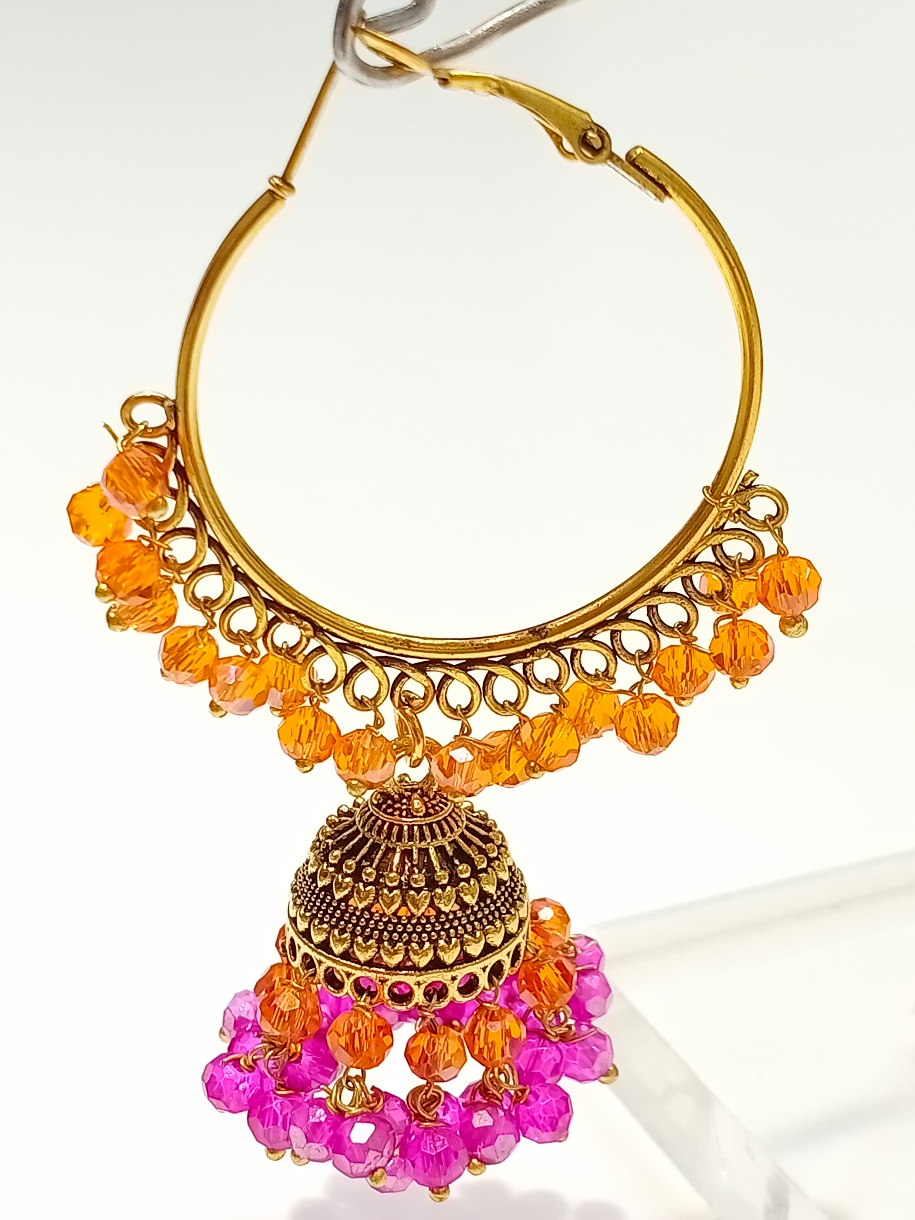 Crystal Jhumka Bali Earrings – Red