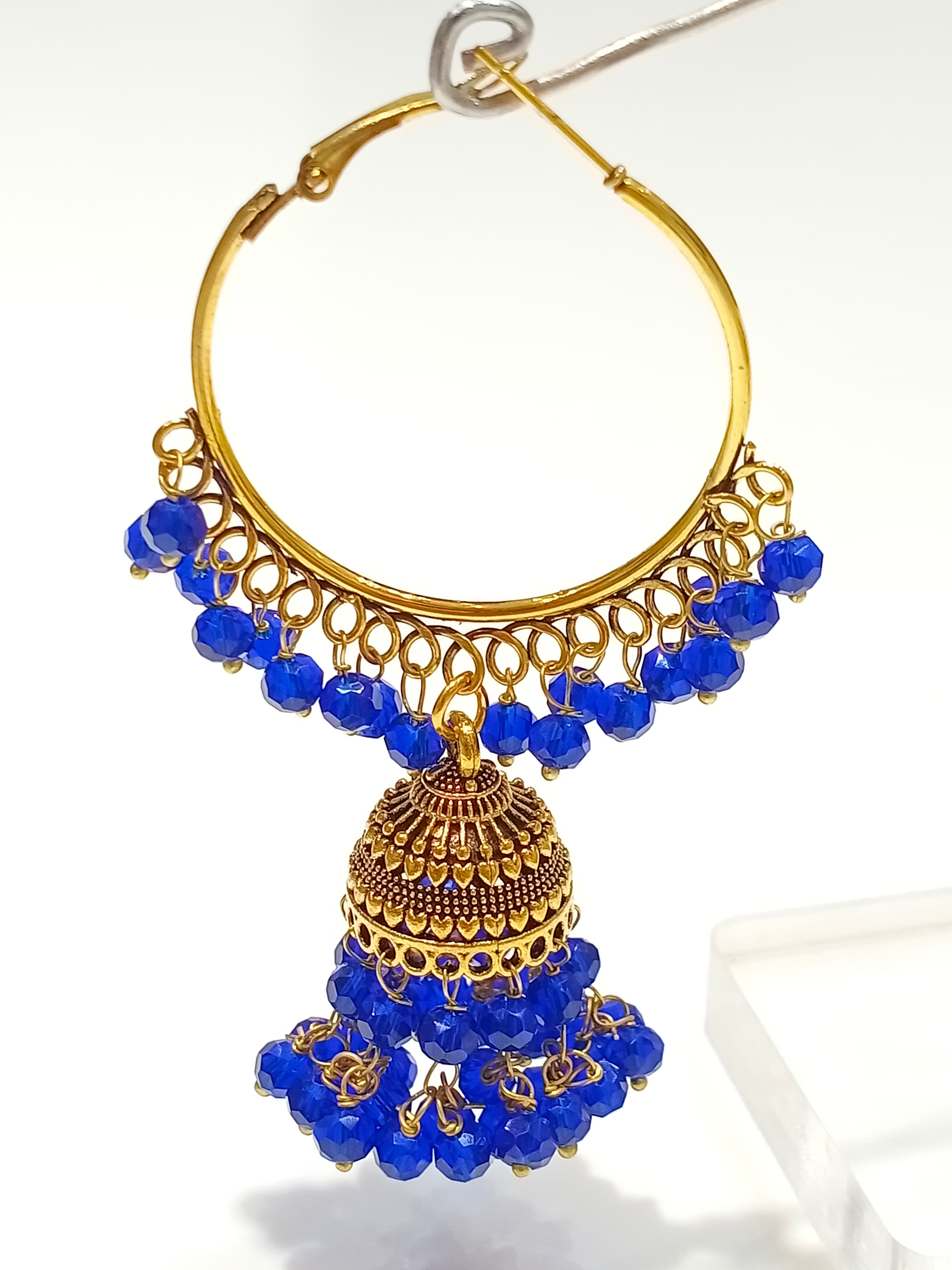 Crystal Jhumka Bali Earrings – White Pearl