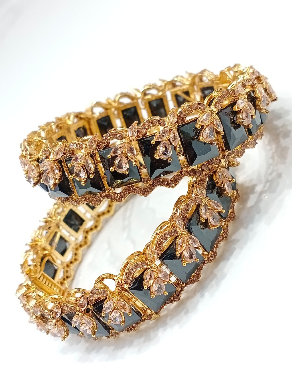 Black zirconia bridal bangles