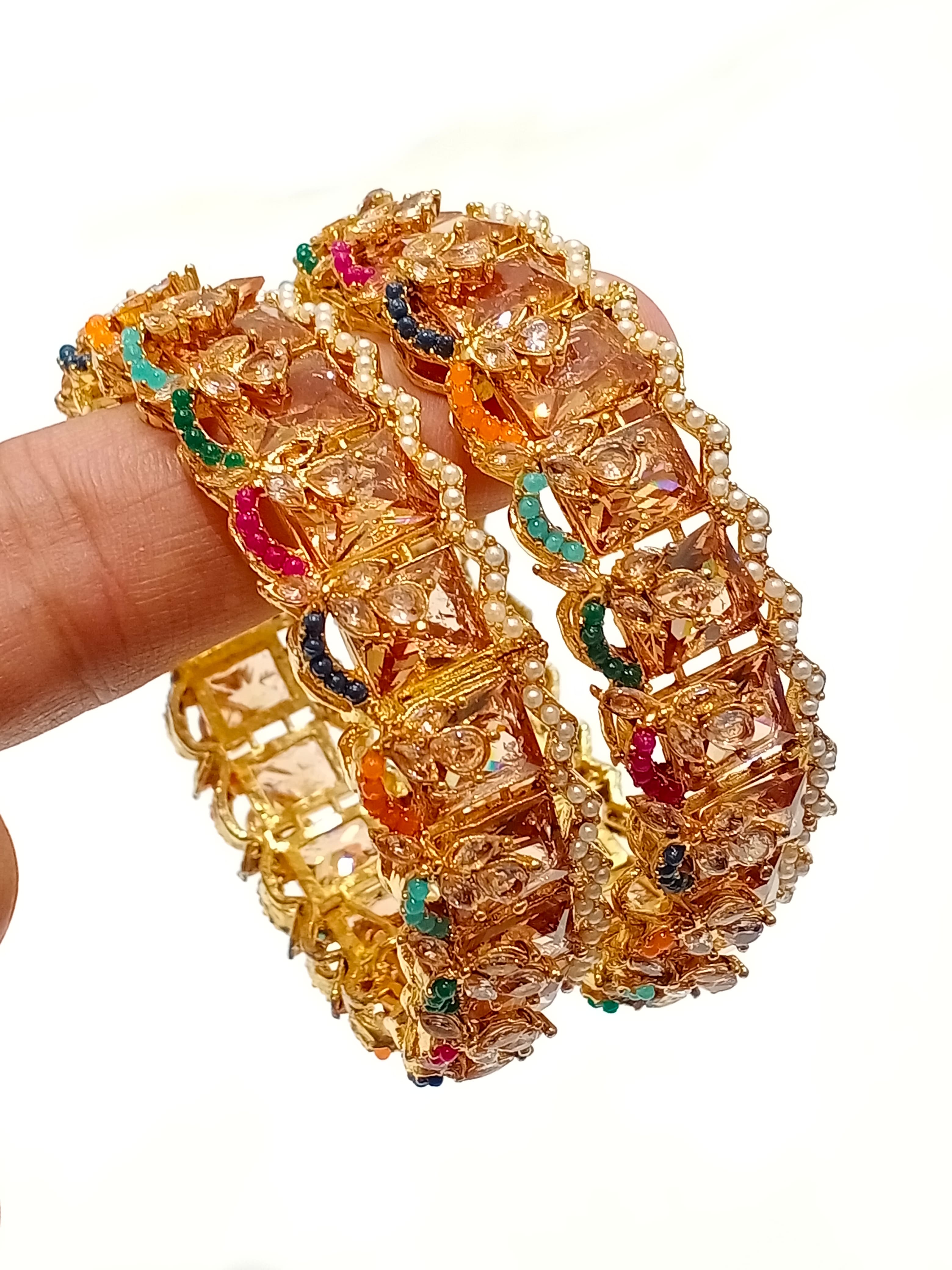 Champagne gold zirconia bridal bangles