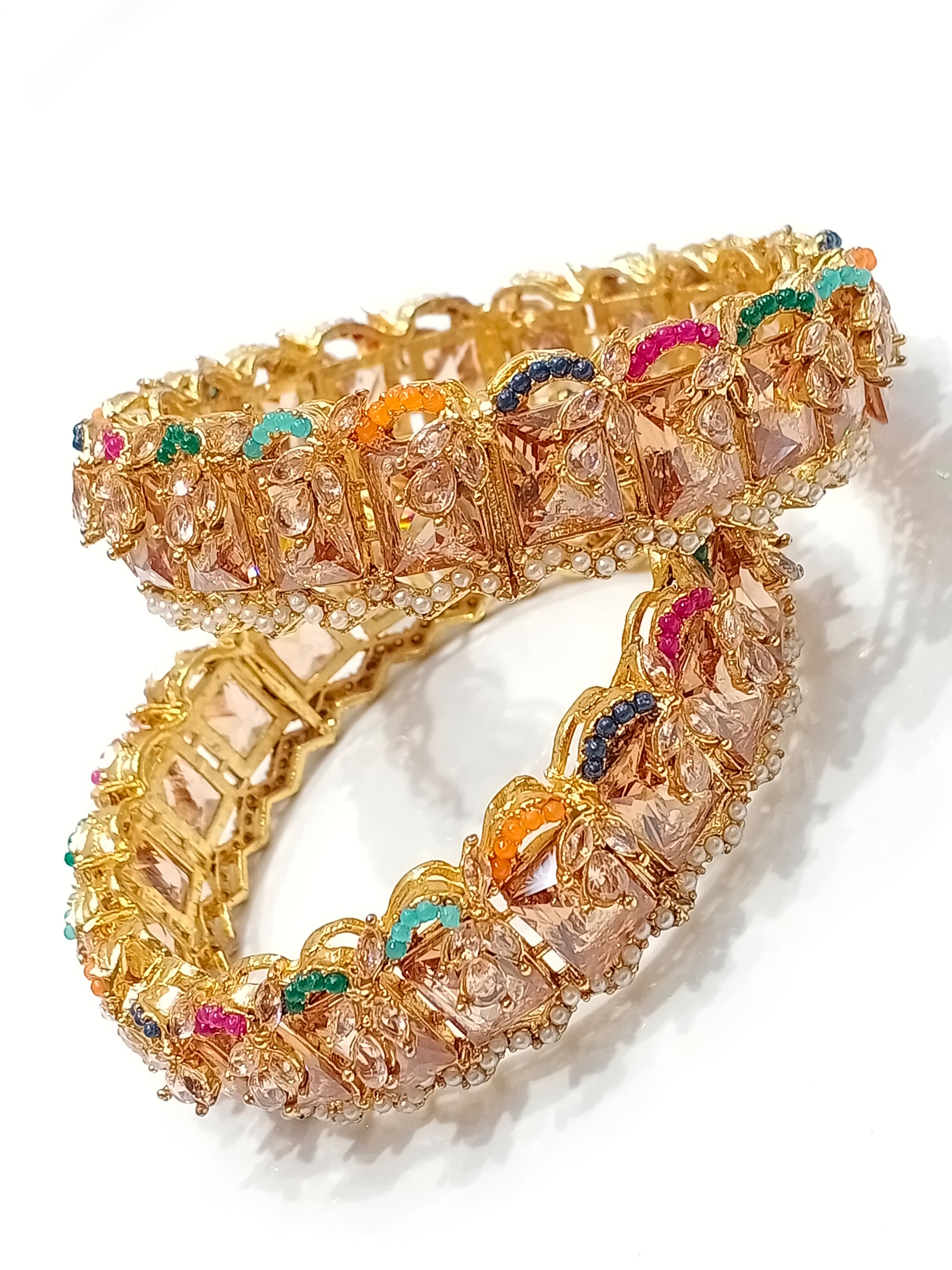 Multi-color zirconia bridal bangles