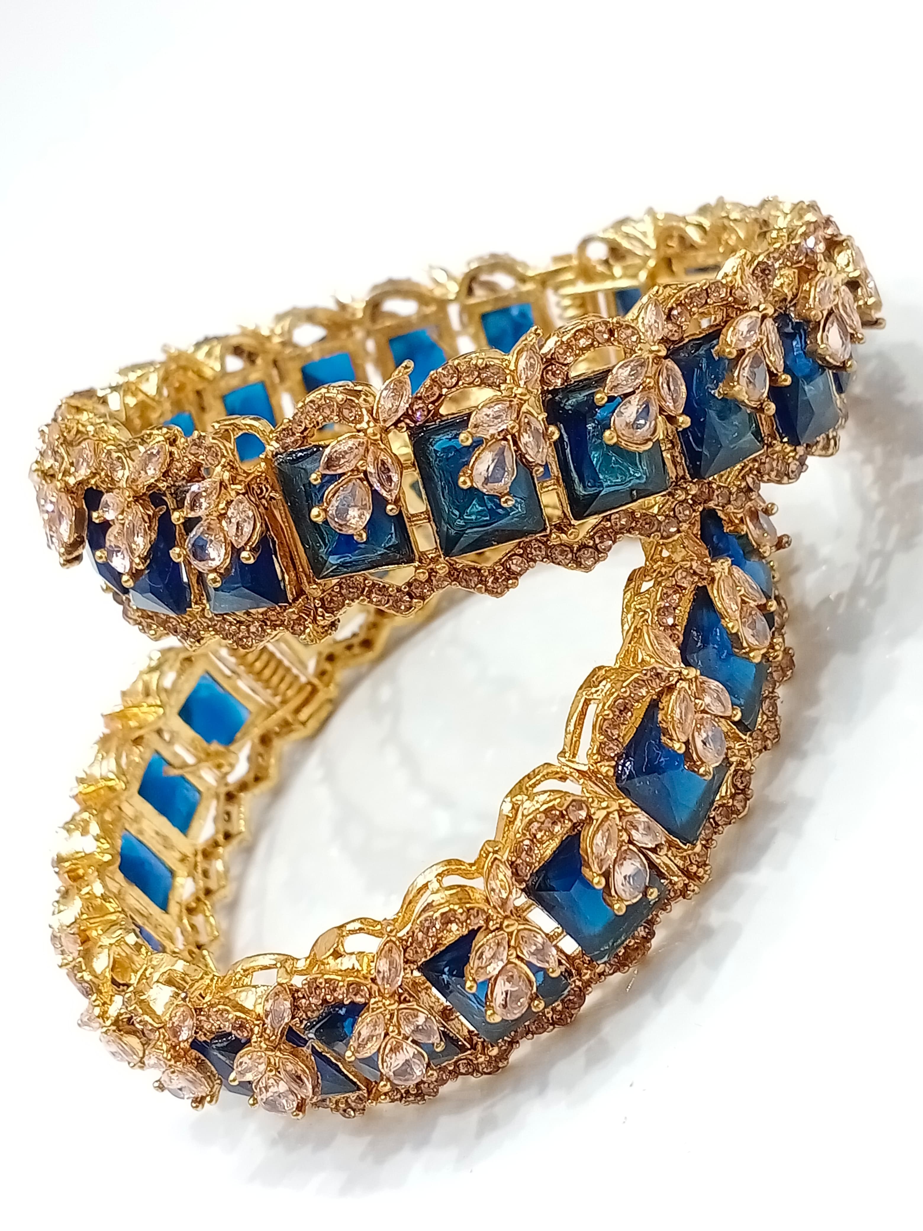 Blue sapphire zirconia bridal bangles