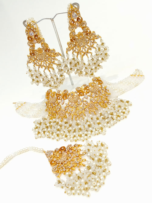Bridal Necklace & Earrings Set - Multi Pink Orange
