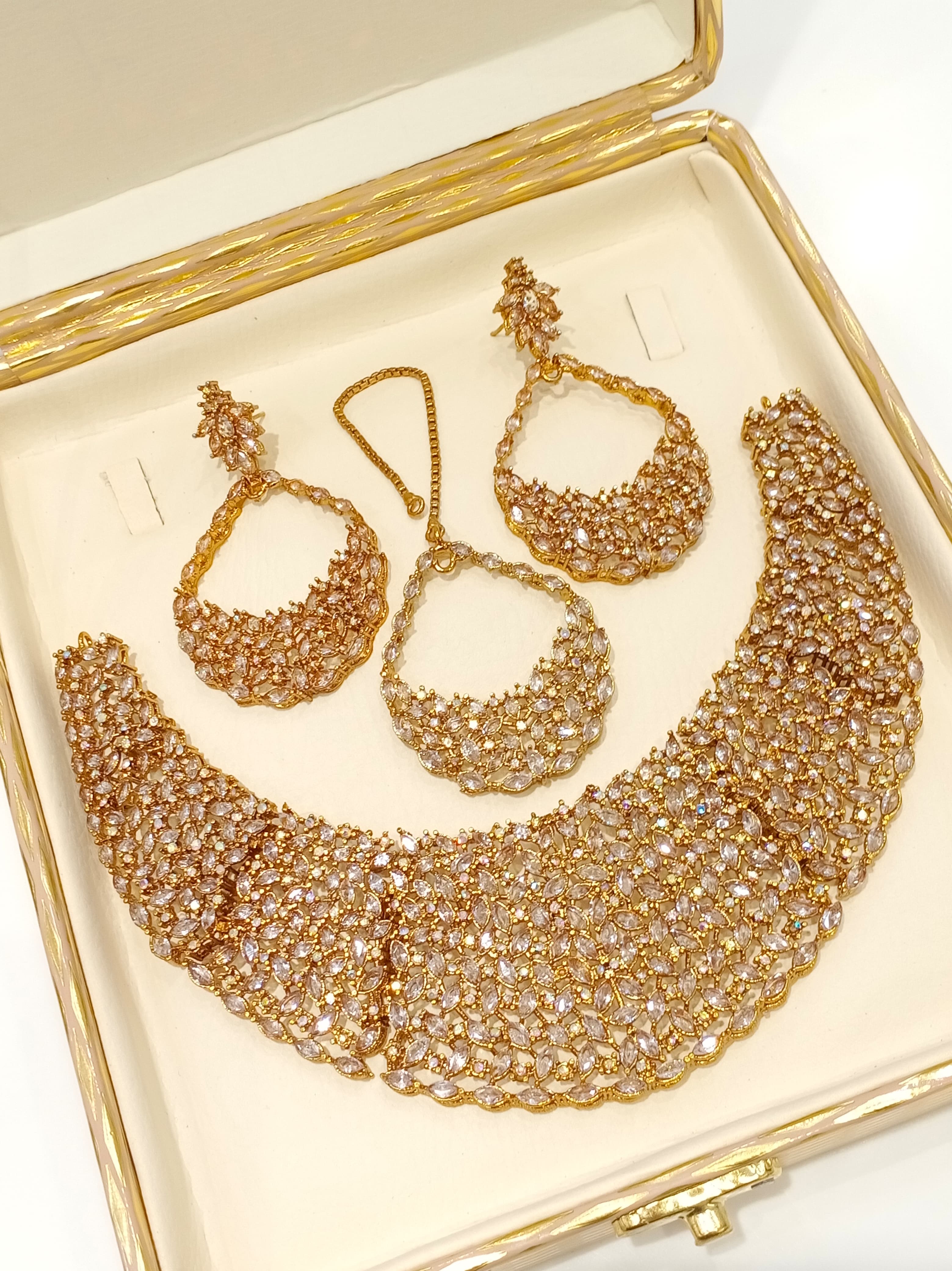 Zircon Bridal Necklace Set - Ruby Red
