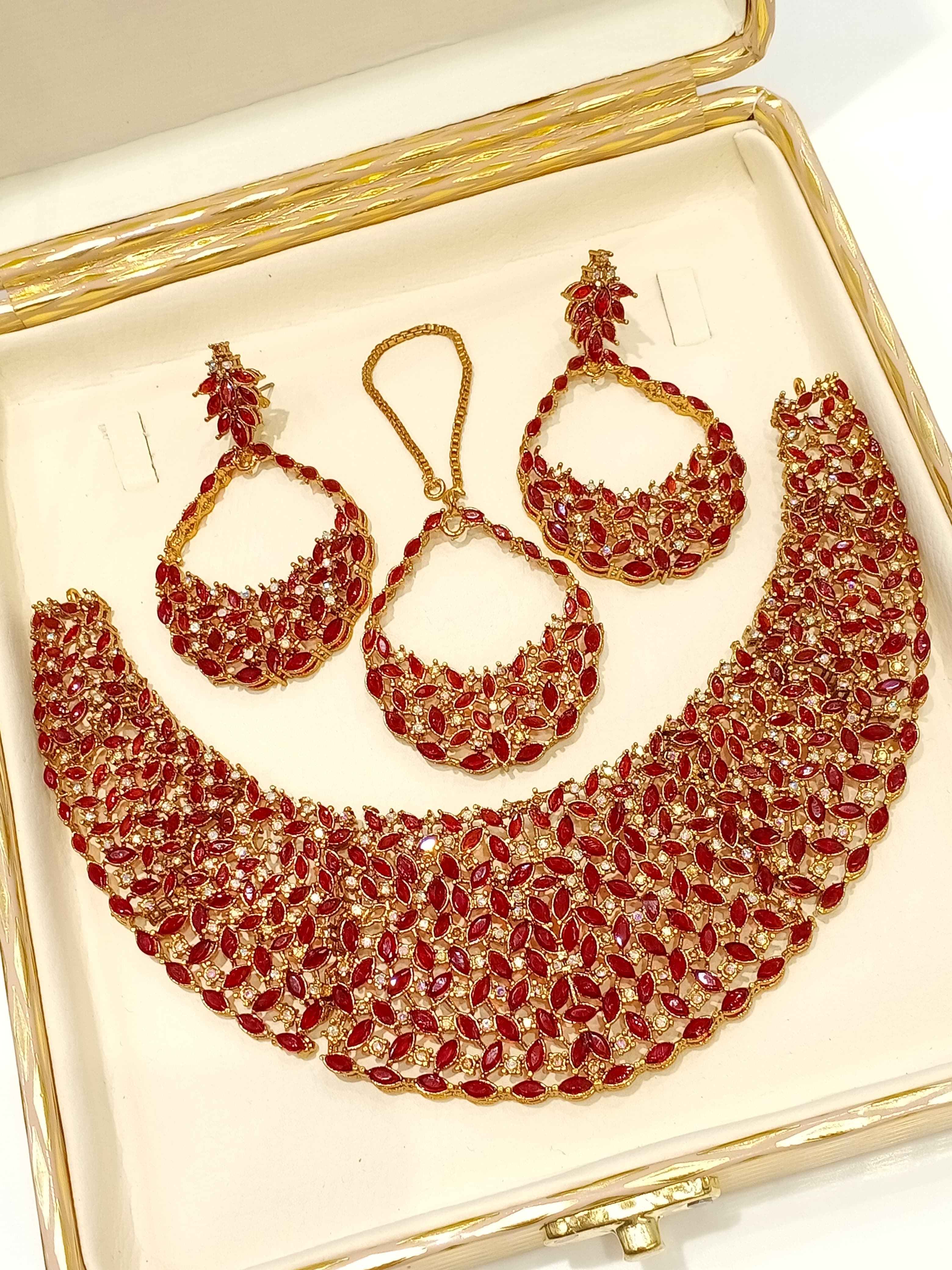 Zircon Bridal Necklace Set - Champagne Gold