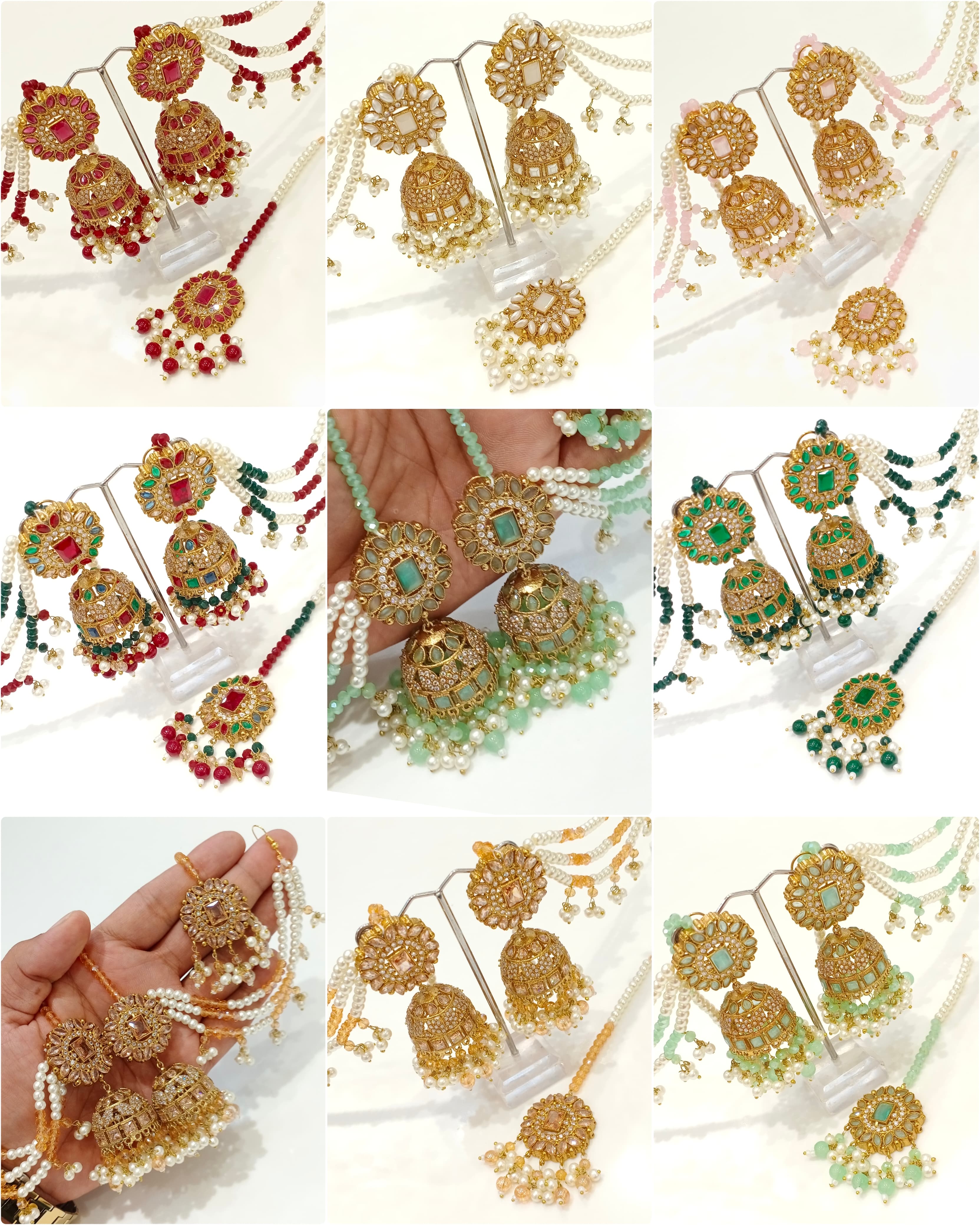 Zircon Jhumka and Tika Set