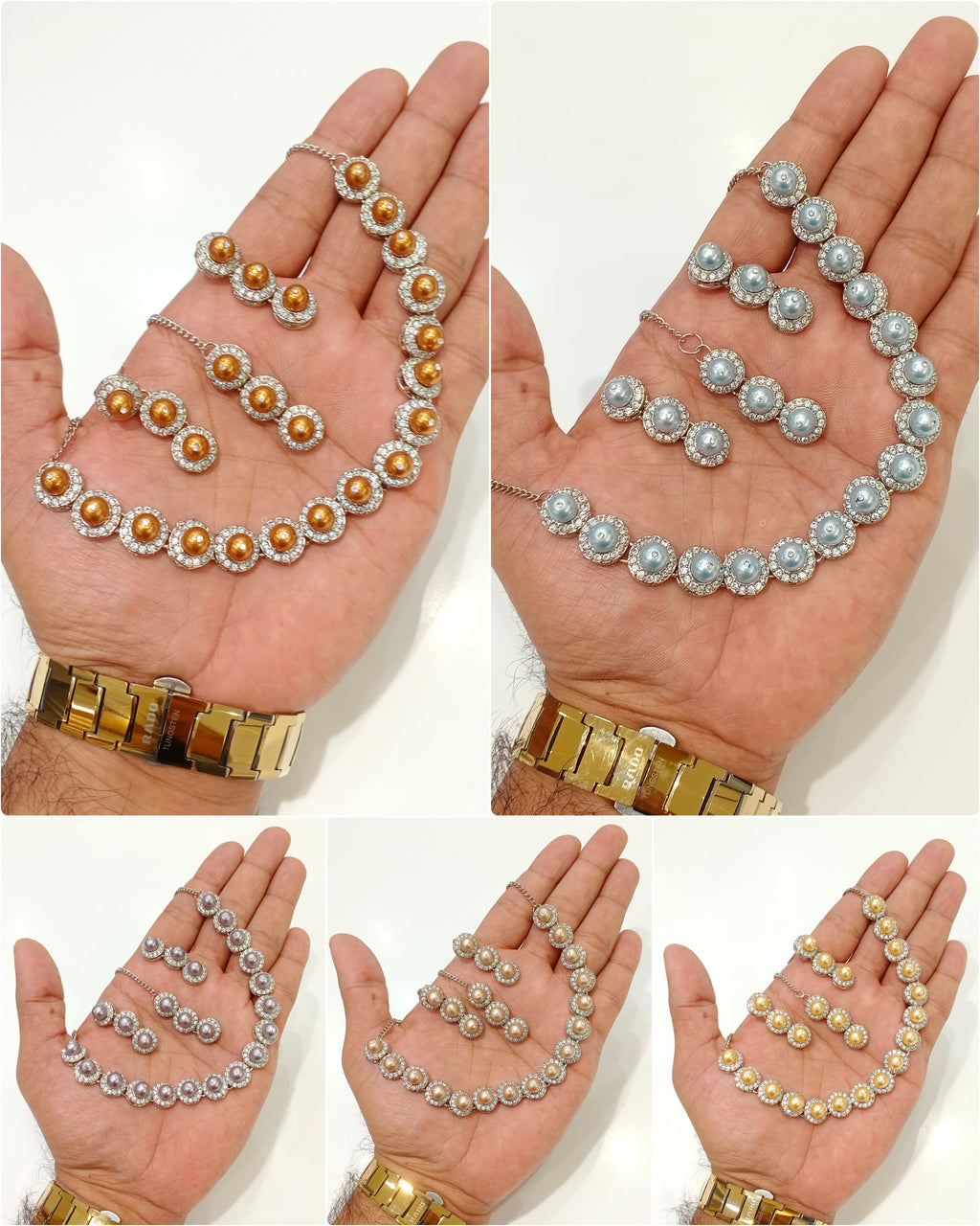 Round Pearl Jewelry Set with Matching Earrings & Teeka