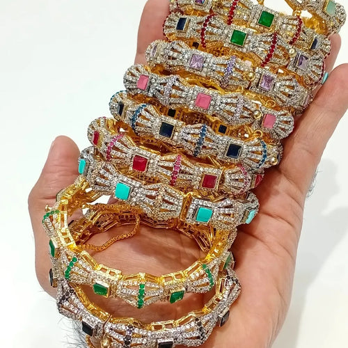 Bridal Zirconia Bangles – Multi Colour Collection
